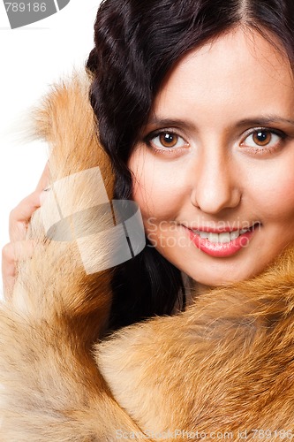 Image of Face of a woman with fur