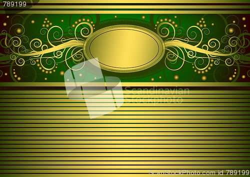 Image of Gold and green vintage card