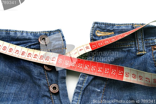 Image of measuring tape around womans trousers