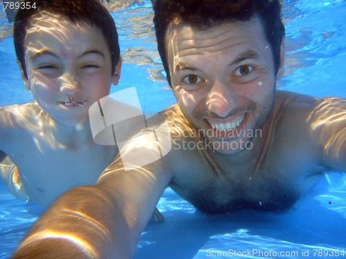 Image of man underwater in the pool