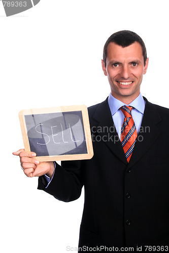 Image of businessman with board