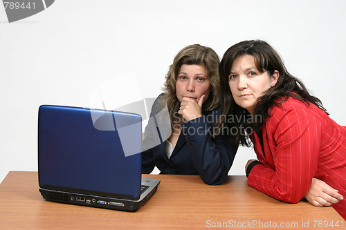 Image of woman businessteam with laptop