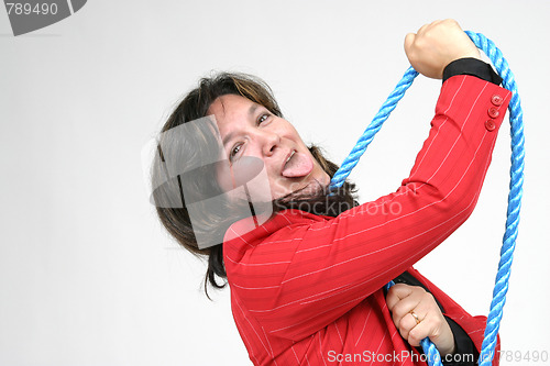 Image of businesswoman boss with rope