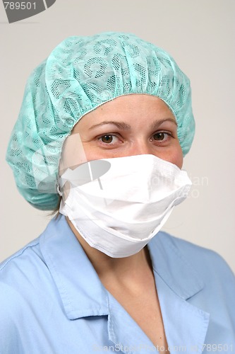 Image of Doctor isolated on white, beautiful nurse woman