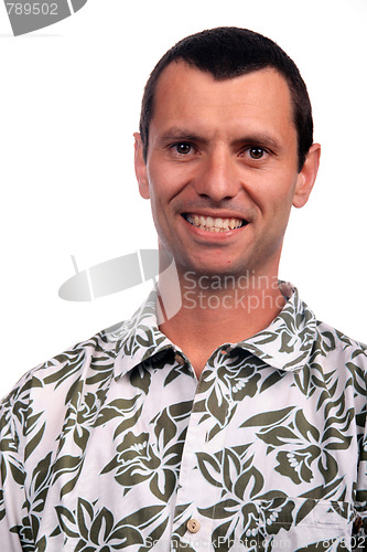 Image of tourist man over white background looking