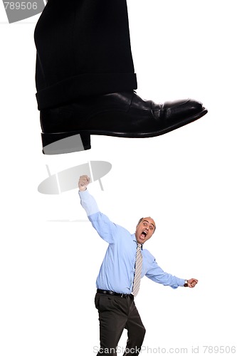 Image of business shoe steping and destroying