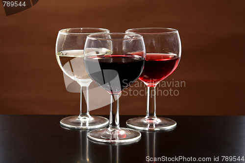 Image of Red, rose and white wine, drink photo