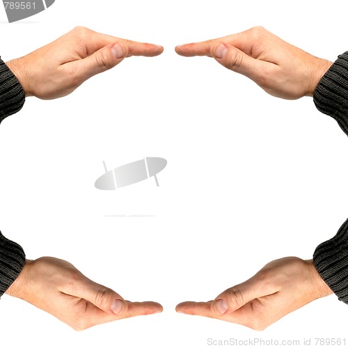 Image of Protecting hands, isolated on white background