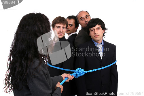 Image of businesswoman boss with rope