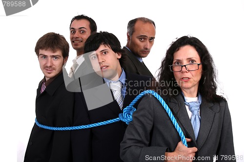 Image of businesswoman boss with rope