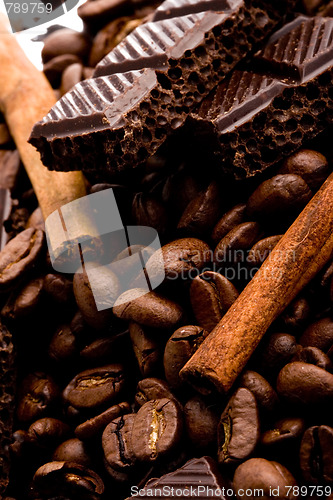Image of hocolate, coffee and cinnamon sticks