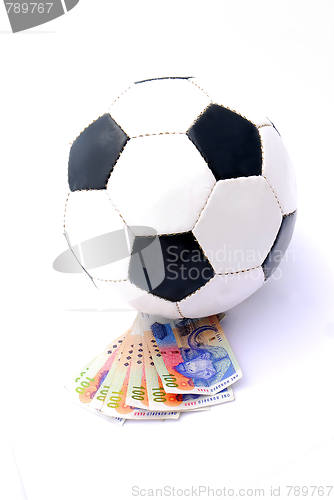 Image of Football with South African Rands money
