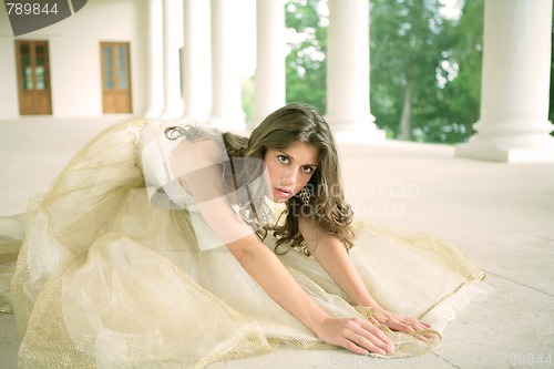 Image of bride in golden gown