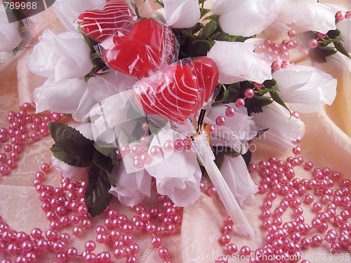 Image of Valentine suckers and roses