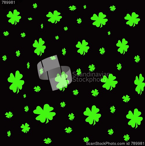 Image of Green shamrock on black background