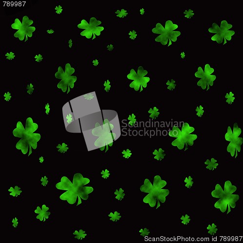 Image of Shadowed green 4 leaf clovers background