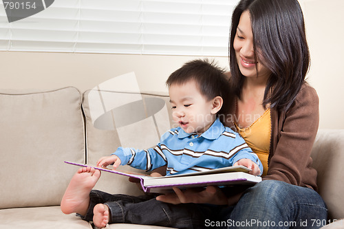 Image of Mother and son reading