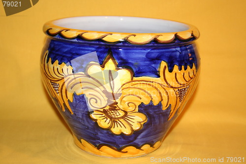 Image of Clay-pot in  blue and yellow