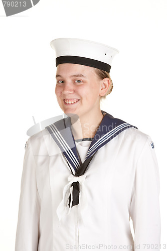 Image of young sailor isolated white background