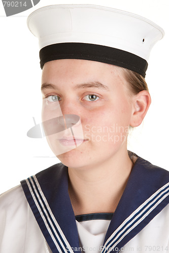 Image of young sailor isolated white background