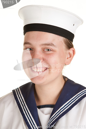 Image of young sailor isolated white background