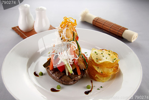 Image of Steak Shrimps And Chips