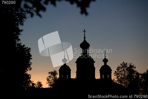 Image of church at sunset night