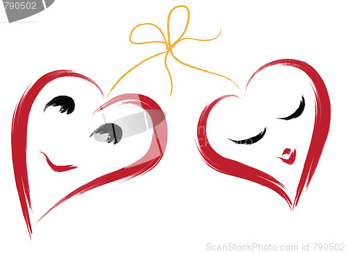 Image of Two smiling hearts