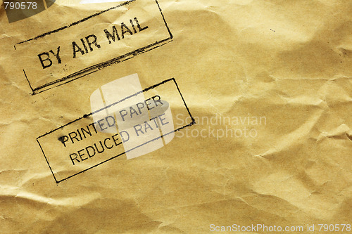 Image of Letter envelope with air mail stamp