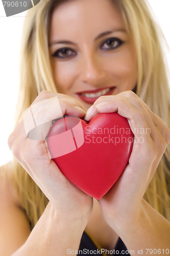 Image of  woman holding a red heart