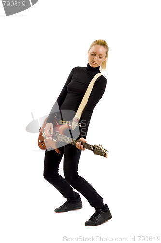 Image of The beautiful blonde with a guitar