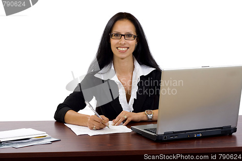 Image of Casual young businesswoman working