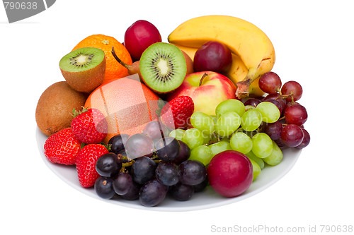 Image of Fruit platter isolated on white.