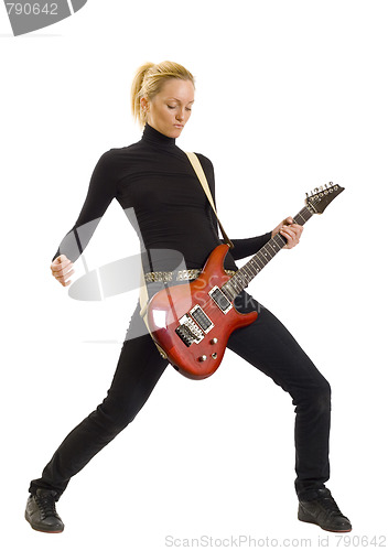 Image of girl with red electric guitar