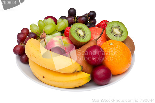 Image of Fruit platter isolated on white.