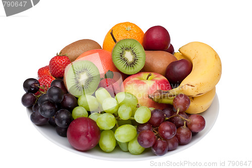 Image of Fruit platter isolated on white.