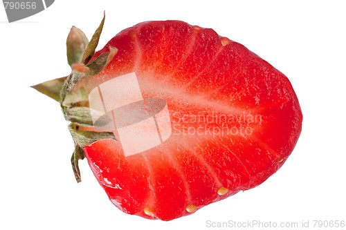 Image of Extreme macro shot of a strawberry isolated on white