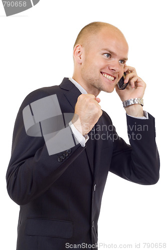 Image of  businessman discussing on a cell phone