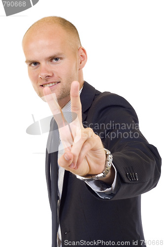 Image of Businessman showing Victory sign