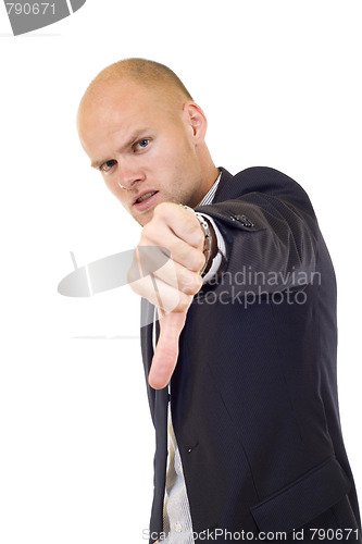 Image of Young Businessman making his thumb down