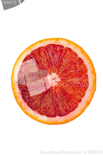 Image of Macro shot of a blood orange isolated on white