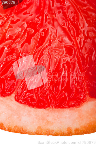 Image of Extreme macro shot of a red grapefruit isolated on white