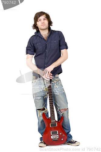 Image of guitarist over white background