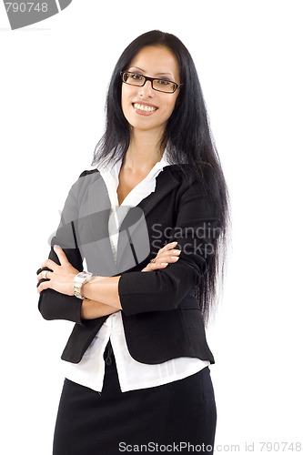 Image of Positive business woman smiling