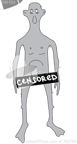 Image of Nude sport-guy with a censored frame.