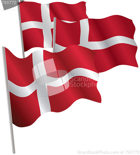 Image of Kingdom of Denmark 3d flag.