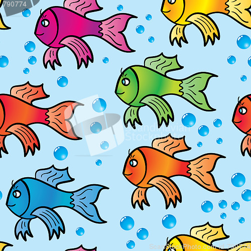 Image of Abstract background of multicolor fishs.