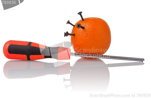 Image of black angled screws in orange