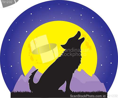 Image of Wolf and Moon