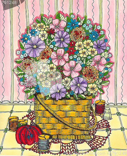 Image of Flowers and Sewing